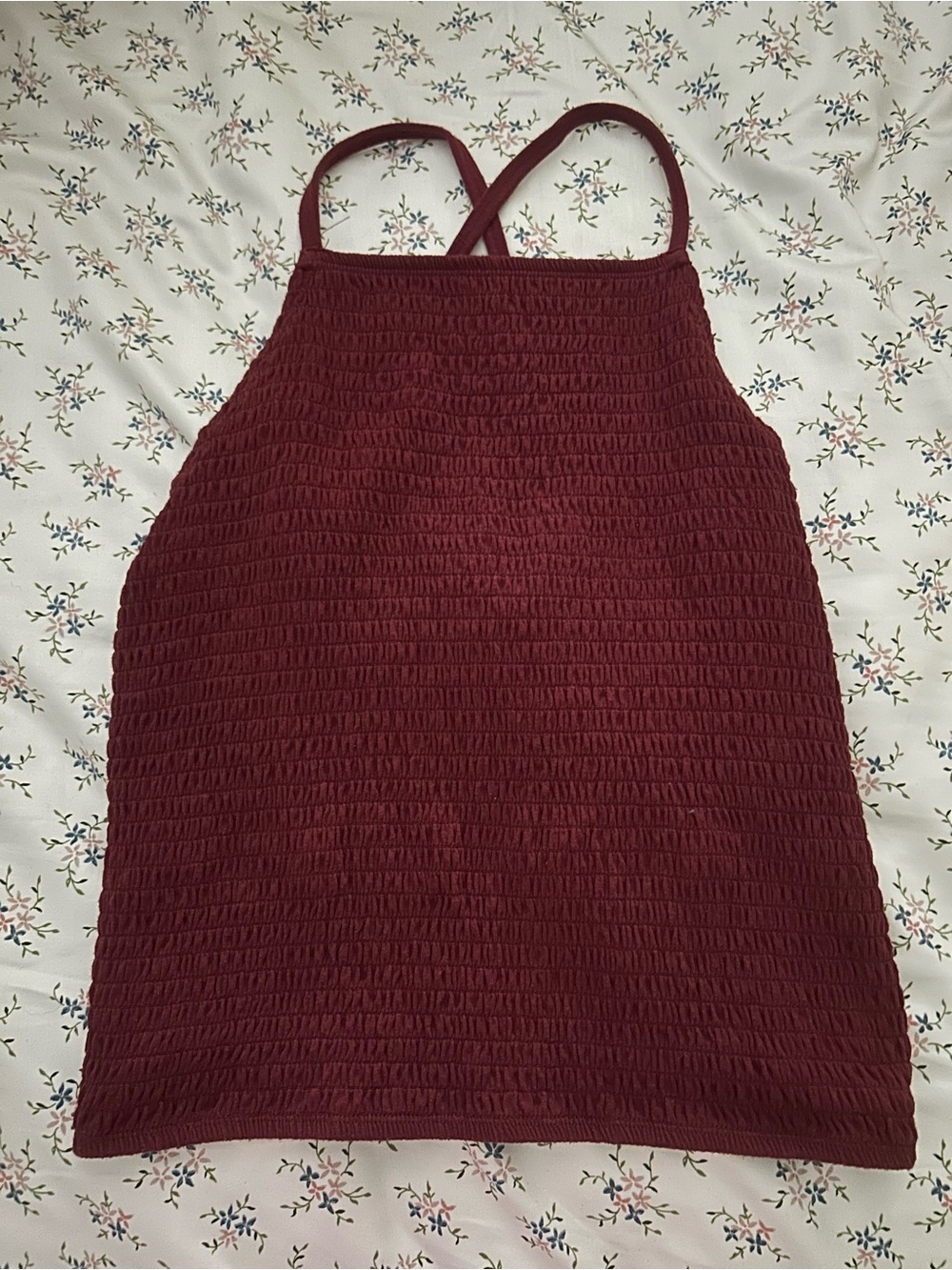 Hollister Wine Smocked Cami Tank Top